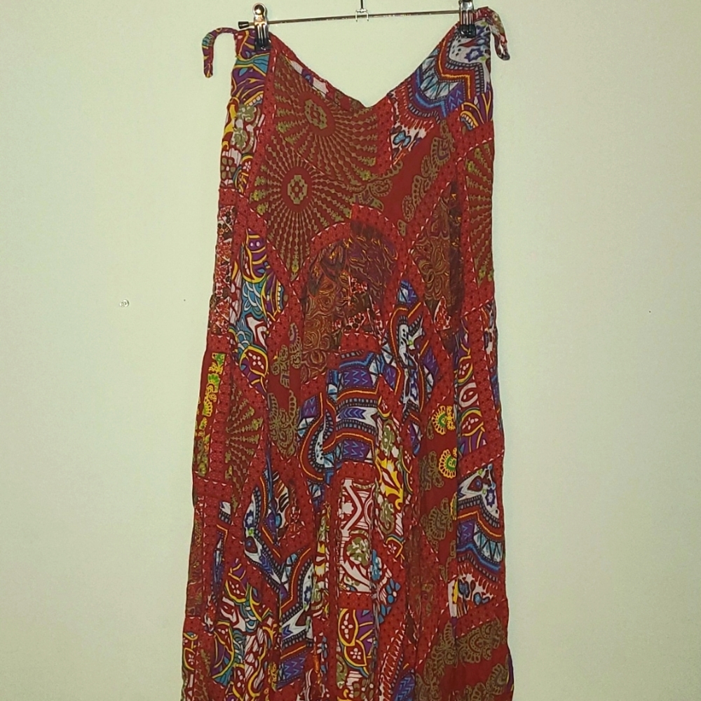 Earthbound Flowy Hippy Pants Palazzo Mid Rise Faux Skirt